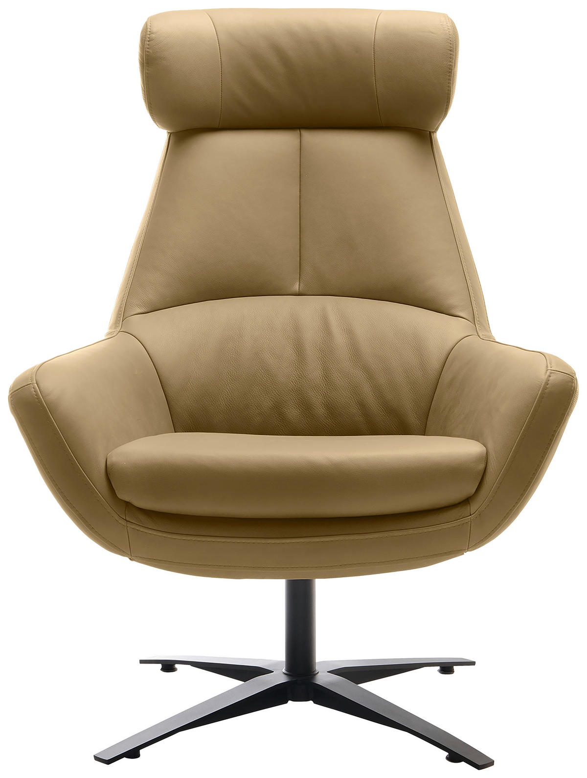SESSEL in Echtleder Hellbraun  - Hellbraun/Schwarz, MODERN, Leder/Metall (81/112/83cm) - Trendmanufaktur