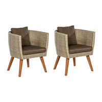 GARTENSESSEL-SET Akazie Aluminium Braun, Beige  - Beige/Braun, KONVENTIONELL, Holz/Kunststoff (69/77/59cm) - Gardenson