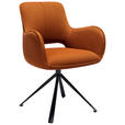 ARMLEHNSTUHL  , Sitzfläche 180° drehbar  , Netz  ,  - Rostfarben/Schwarz, Design, Textil/Metall (61/85/61cm) - Novel