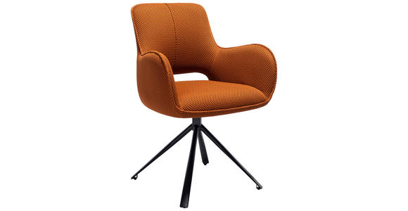 ARMLEHNSTUHL  , Sitzfläche 180° drehbar  , Netz  ,  - Rostfarben/Schwarz, Design, Textil/Metall (61/85/61cm) - Novel