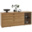 SIDEBOARD Dunkelgrau, Wildeiche  168/74/45,0 cm  - Wildeiche/Dunkelgrau, Design, Glas/Holz (168/74/45,0cm) - Valnatura