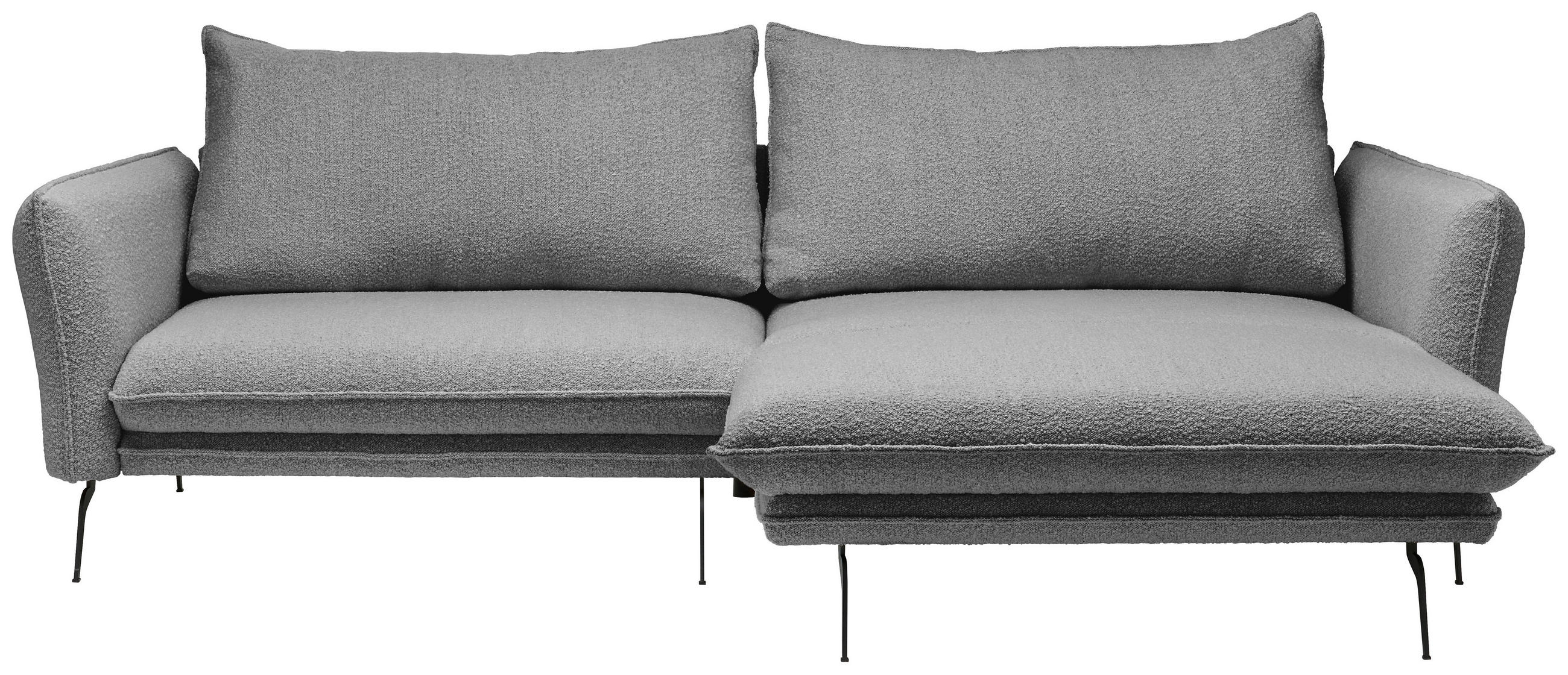 ECKSOFA Taupe Bouclé  - Taupe/Schwarz, Design, Textil/Metall (277/182cm) - Stylife