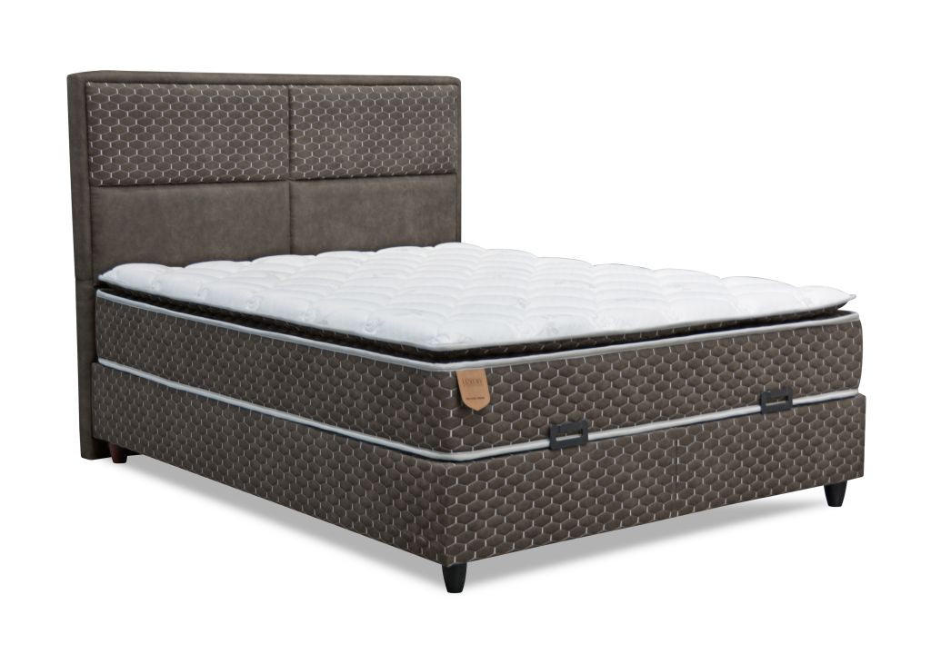 BOX KREVET 160/200 cm smeđa - smeđa/crna, Moderno, drvni materijal/drvo (160/200cm) - Hom`in
