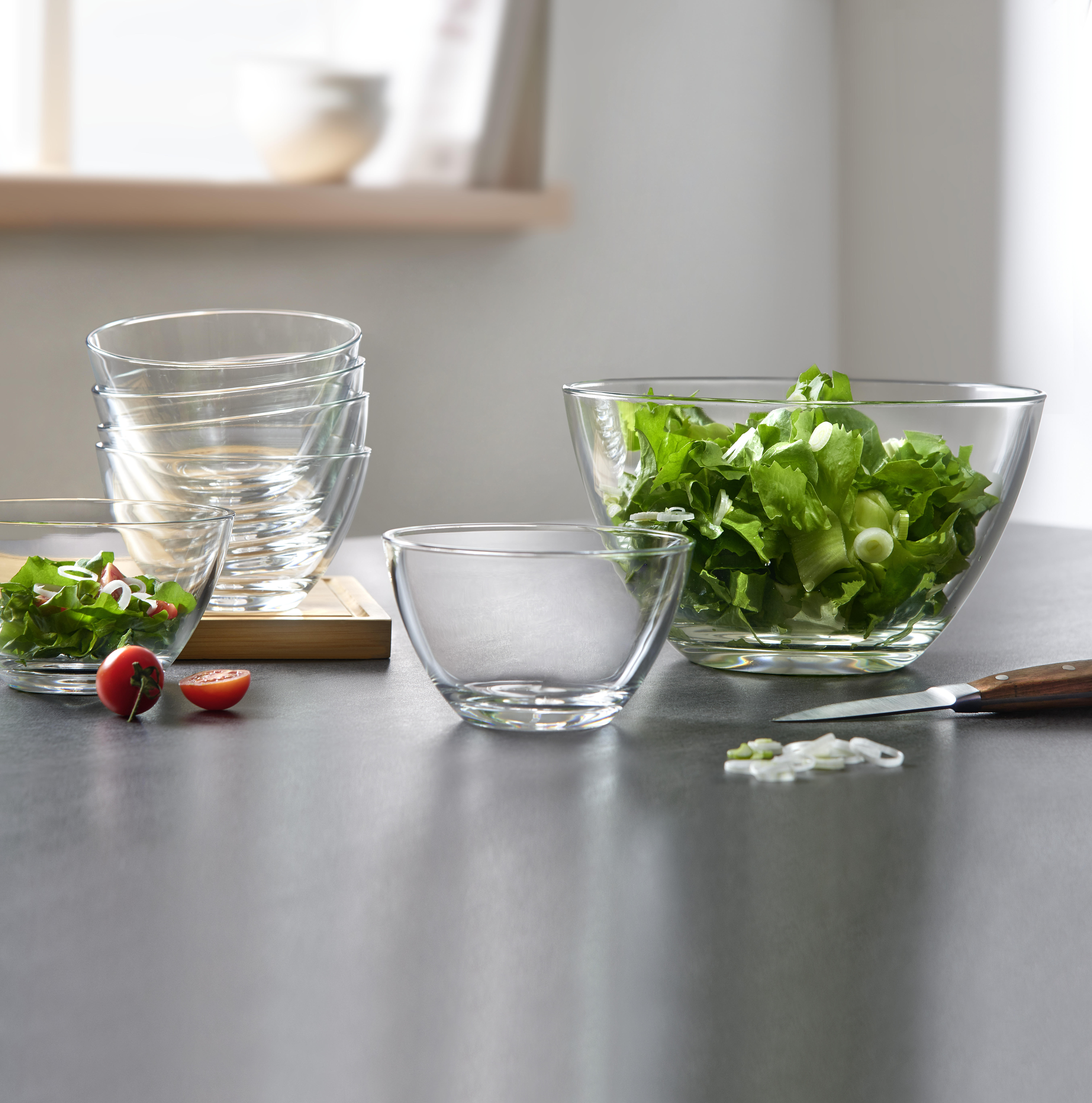 Salatschüsselset  - Transparent, Basics, Glas - Leonardo