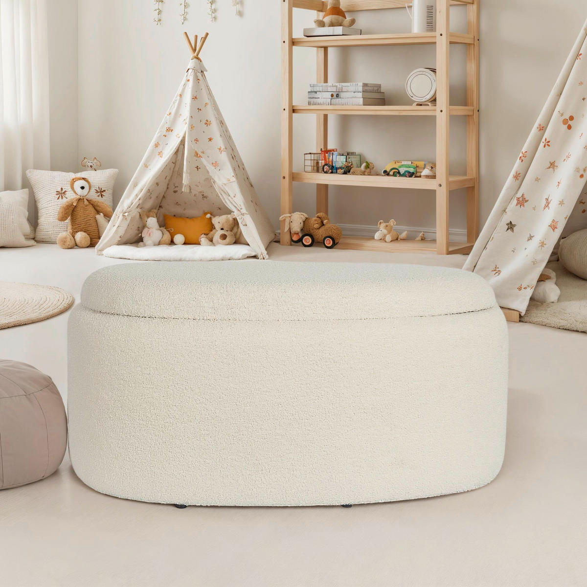 HOCKER Creme  - Creme, Design, Textil (81/40/62cm) - MID.YOU