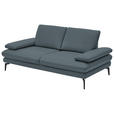 2,5-SITZER Arzona Echtleder Grau  - Schwarz/Grau, Design, Leder/Metall (196/86/104cm) - Dieter Knoll
