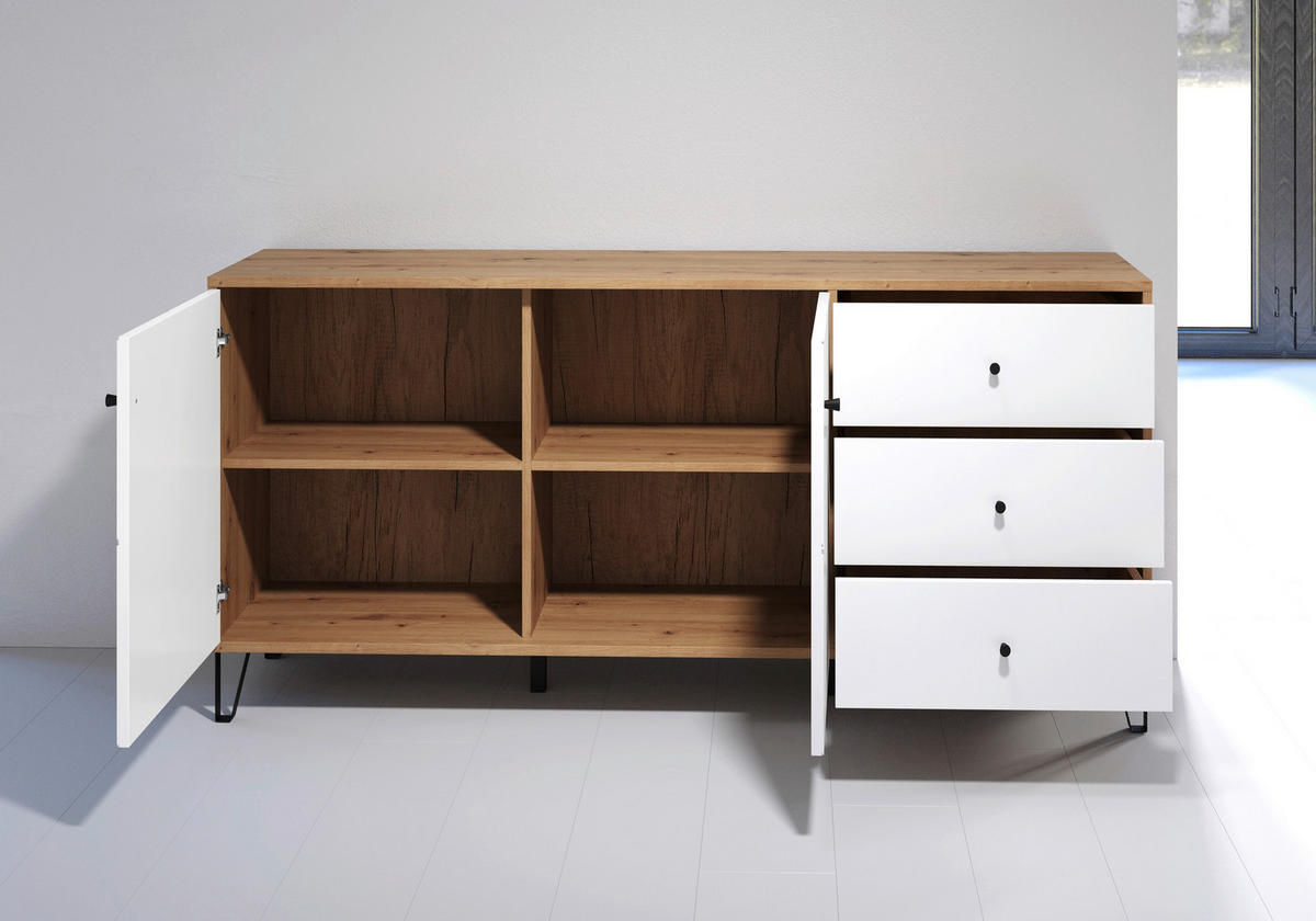SIDEBOARD TOUCH 183/76/40 cm 3 Schublade(n)  - Schwarz/Weiß, Design, Holzwerkstoff/Kunststoff (183/76/40cm) - MID.YOU