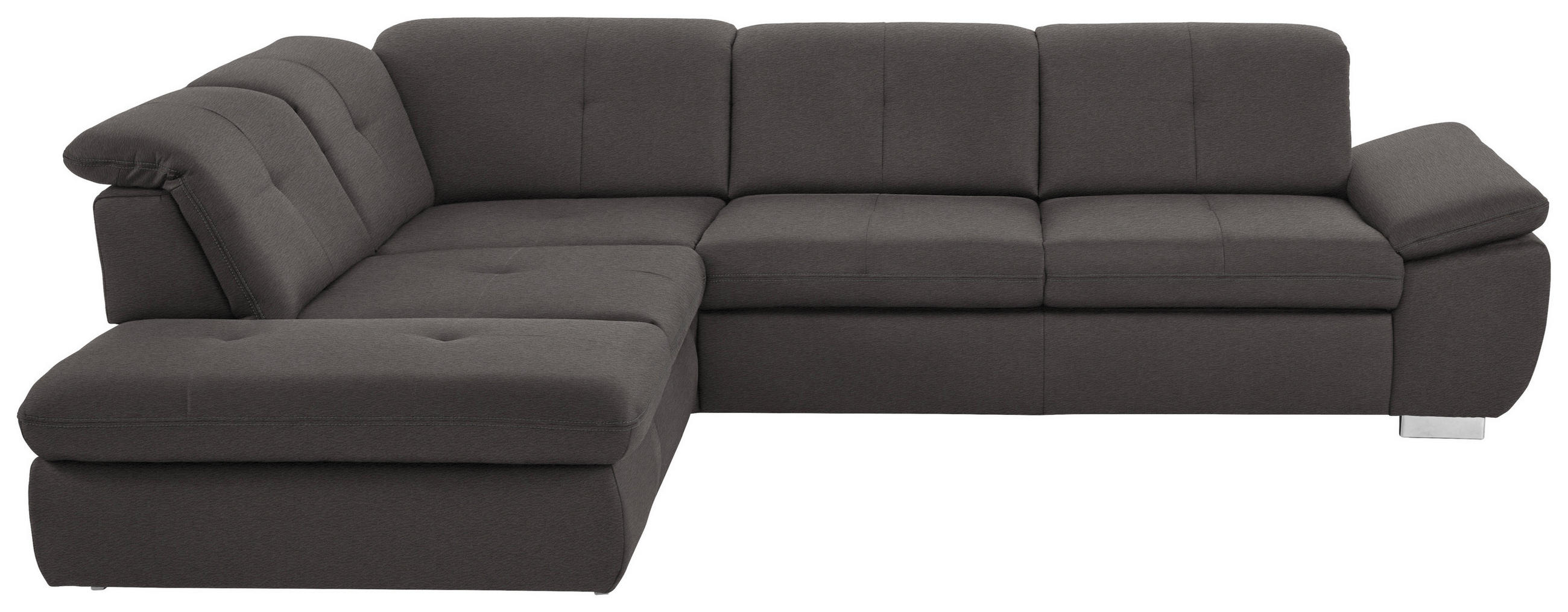 ECKSOFA in Mikrofaser Anthrazit  260/318 cm  - Anthrazit/Silberfarben, Design, Textil/Metall (260/318cm) - Beldomo Speed
