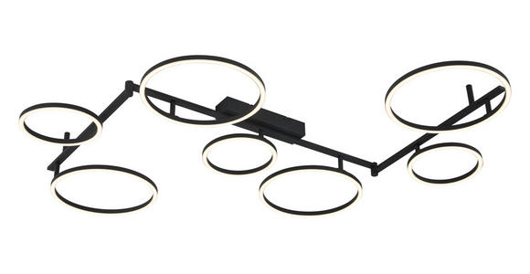 LED-DECKENLEUCHTE 118/127/12 cm  - Schwarz, Design, Kunststoff/Metall (118/127/12cm) - Novel