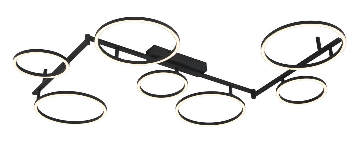 LED-DECKENLEUCHTE 118/127/12 cm  - Schwarz, Design, Kunststoff/Metall (118/127/12cm) - Novel