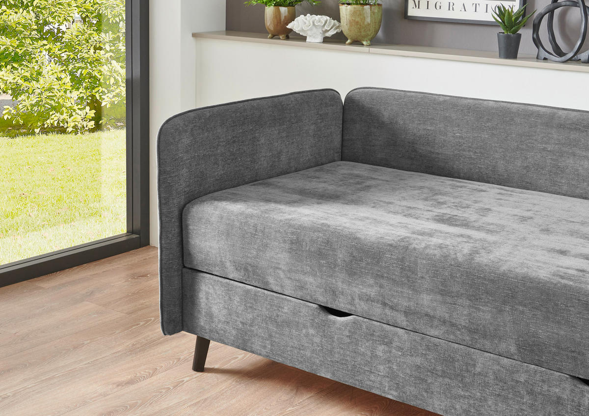 BOXBETT 90/200 cm  in Grau  - Schwarz/Grau, Design, Holz/Textil (90/200cm) - Boxxx