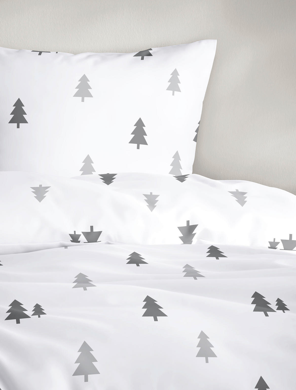 BETTWÄSCHE 2-teilig Makosatin 135/200 cm  - Grauweiß, Design, Textil (135/200cm) - Bierbaum