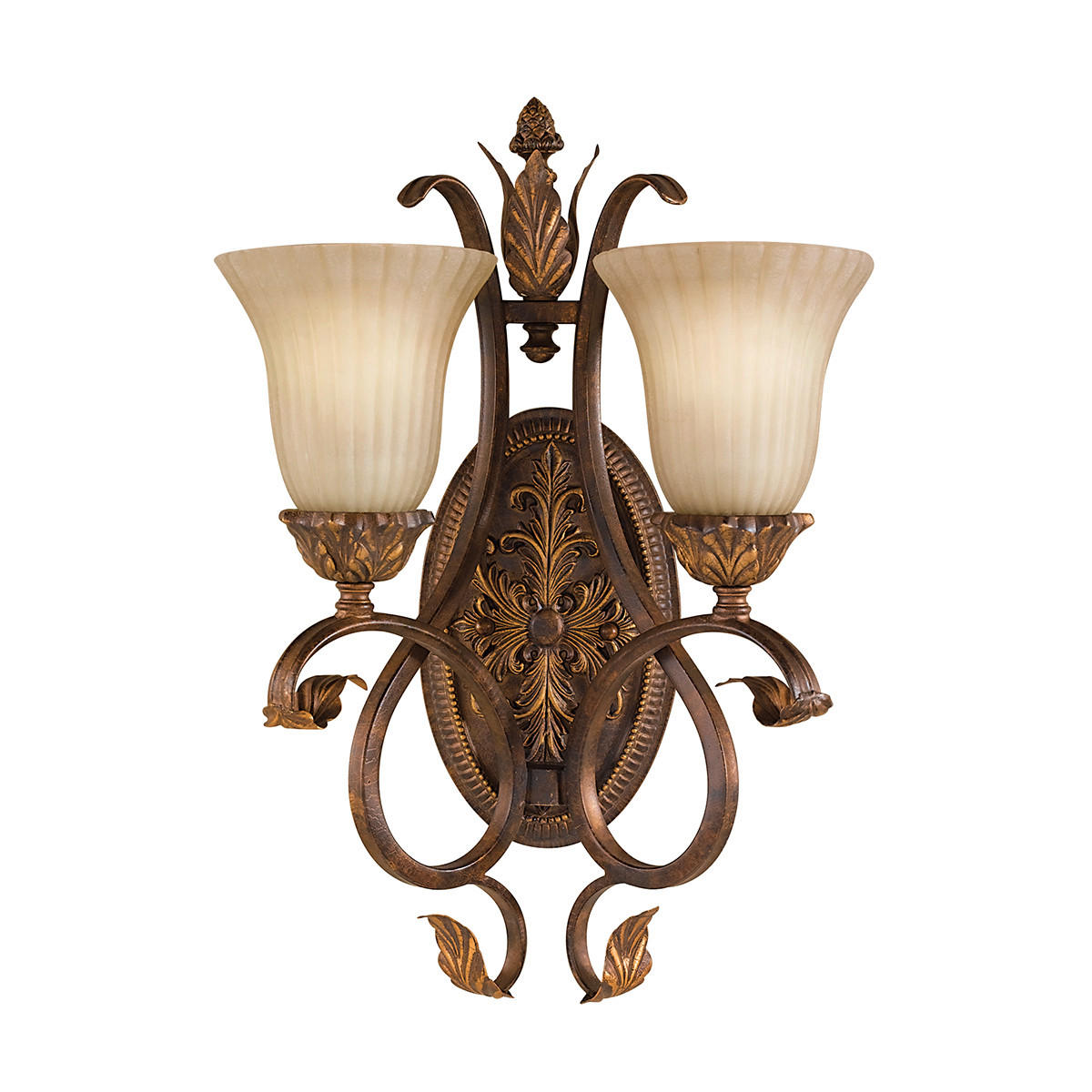NÁSTENNÉ SVIETIDLO, 35,6/19,7/49,5 cm - červenohnedá, Konventionell, kov/sklo (35,6/19,7/49,5cm) - Elstead Lighting