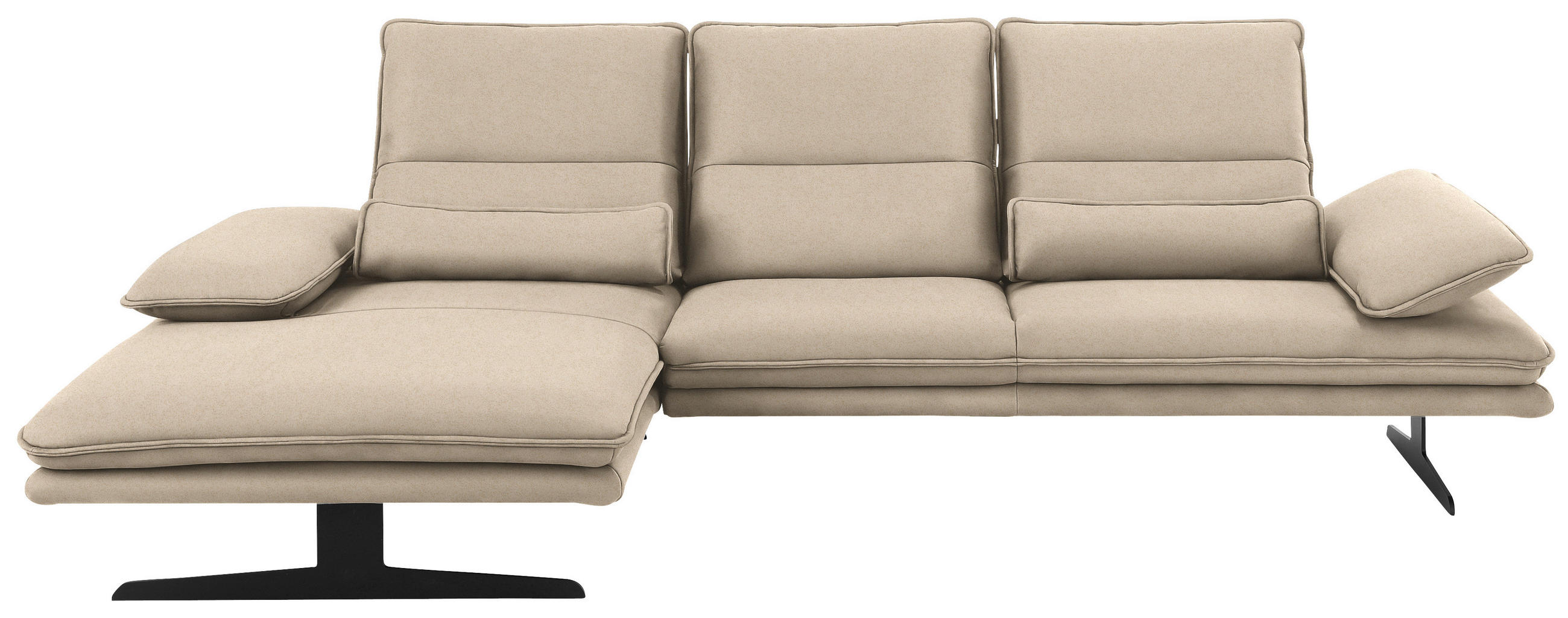 ECKSOFA in Mikrofaser Beige  - Beige/Schwarz, Design, Textil/Metall (164/291cm) - Chilliano