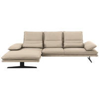 ECKSOFA in Mikrofaser Beige  - Beige/Schwarz, Design, Textil/Metall (164/291cm) - Chilliano