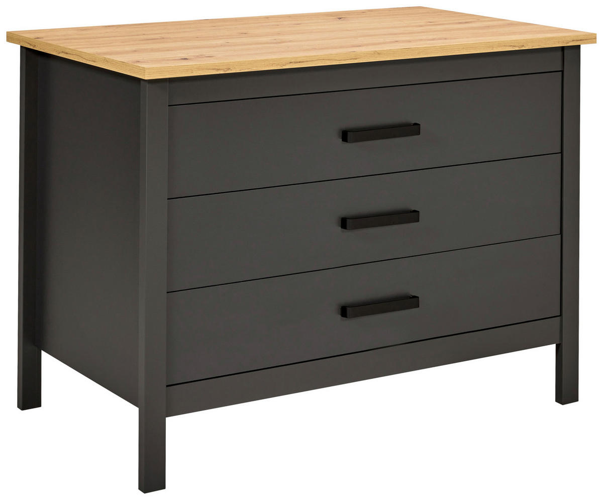 KÖKSÖ 124/91/75 cm  i antracit, ek Artisan  - svart/ek Artisan, Modern, metall/trämaterial (124/91/75cm) - home24