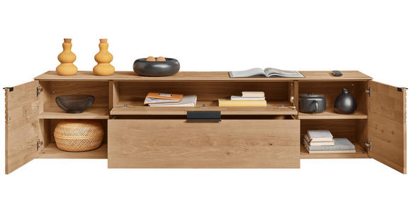 LOWBOARD  211/52/44 cm 1 Schublade(n) stehend, hängend  - Eichefarben/Anthrazit, Natur, Holz/Metall (211/52/44cm) - Valnatura