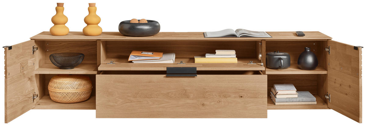 LOWBOARD  211/52/44 cm 1 Schublade(n) stehend, hängend  - Eichefarben/Anthrazit, Natur, Holz/Metall (211/52/44cm) - Valnatura