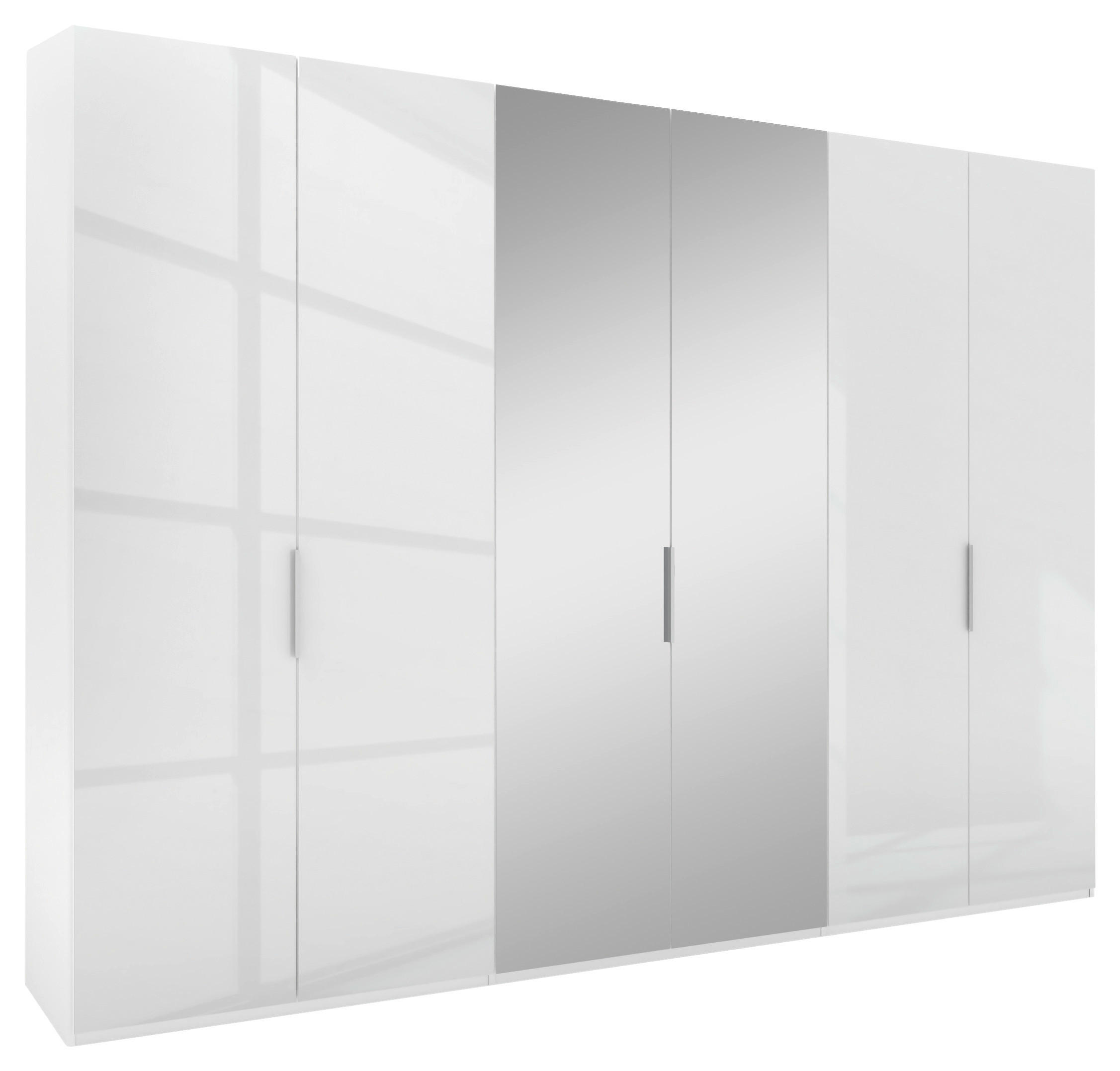 DREHTÜRENSCHRANK 300/223/62 cm 6-türig Weiß  - Alufarben/Weiß, KONVENTIONELL, Glas/Holzwerkstoff (300/223/62cm) - Novel