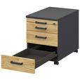 ROLLCONTAINER Anthrazit, Hickory  - Anthrazit/Hickory, Design, Holzwerkstoff/Kunststoff (42,7/54,4/60cm) - Moderano
