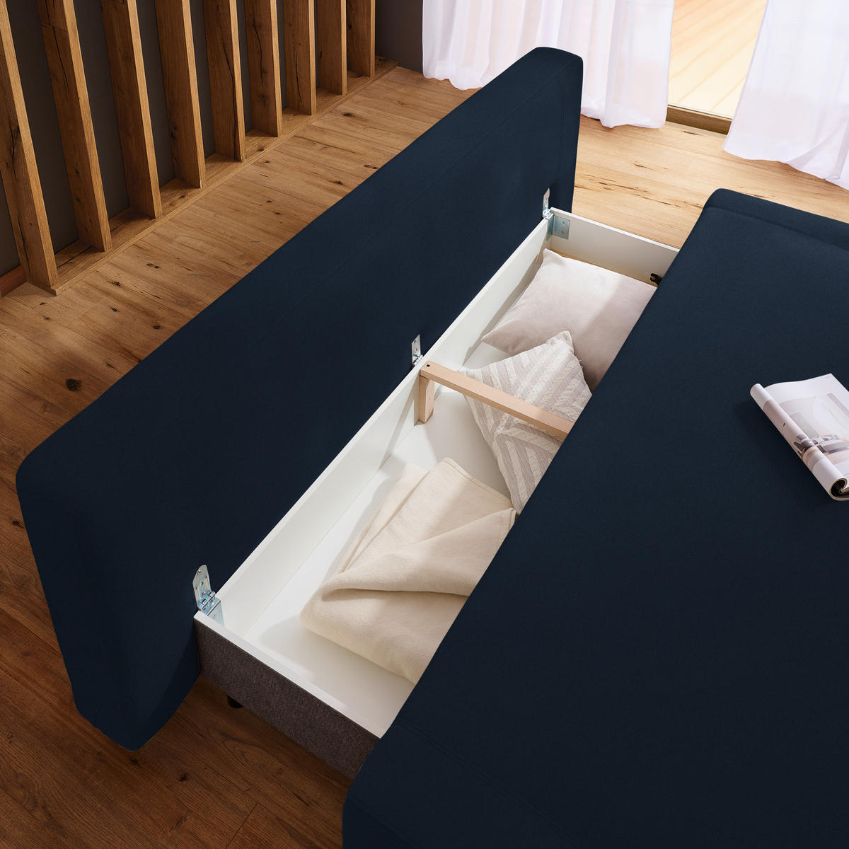 SCHLAFSOFA in Textil Dunkelblau  - Naturfarben/Dunkelblau, Design, Holz/Textil (211/88/102cm) - Niels Andersson