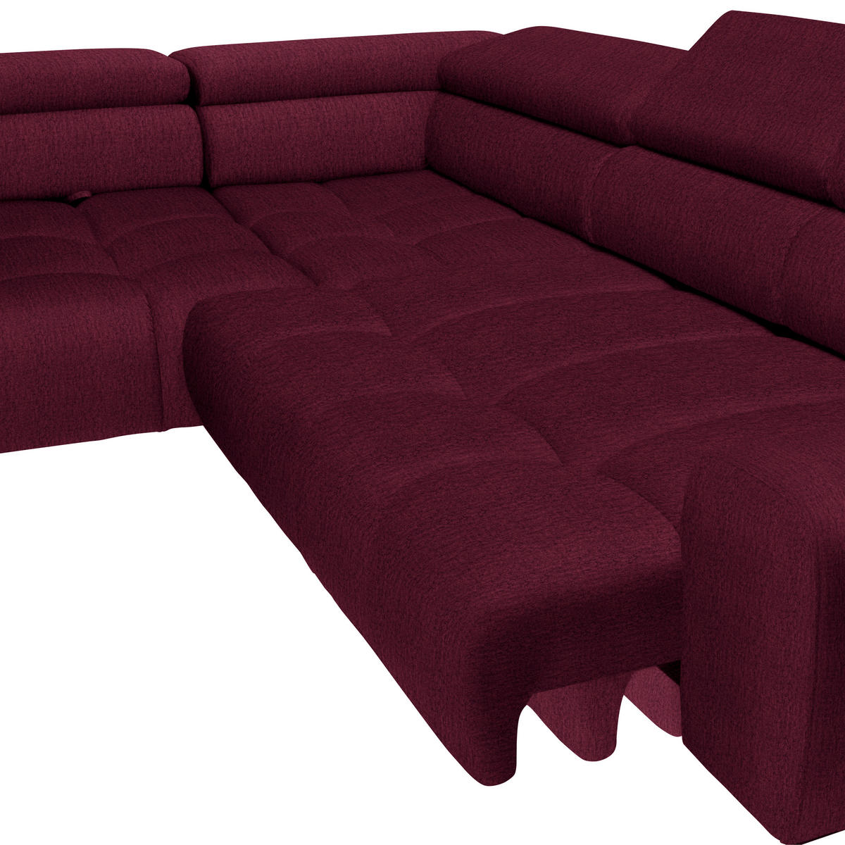ECKSOFA in Samt, Webstoff Bordeaux  216/300 cm  - Bordeaux/Schwarz, Design, Textil/Metall (216/300cm) - Welnova