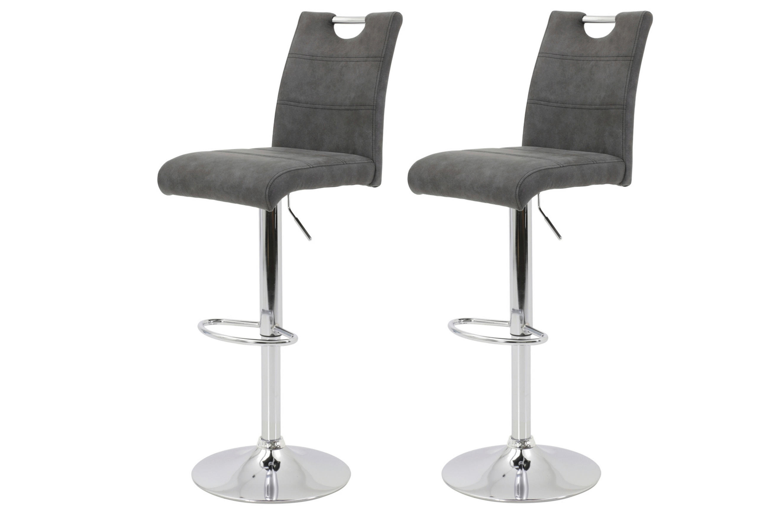 BARHOCKER Mikrofaser Anthrazit Stahl Typenauswahl, Sitzfläche 360° drehbar, mit Griff, abwischbar  - Chromfarben/Anthrazit, MODERN, Textil/Metall (40/97-119/50cm) - MID.YOU
