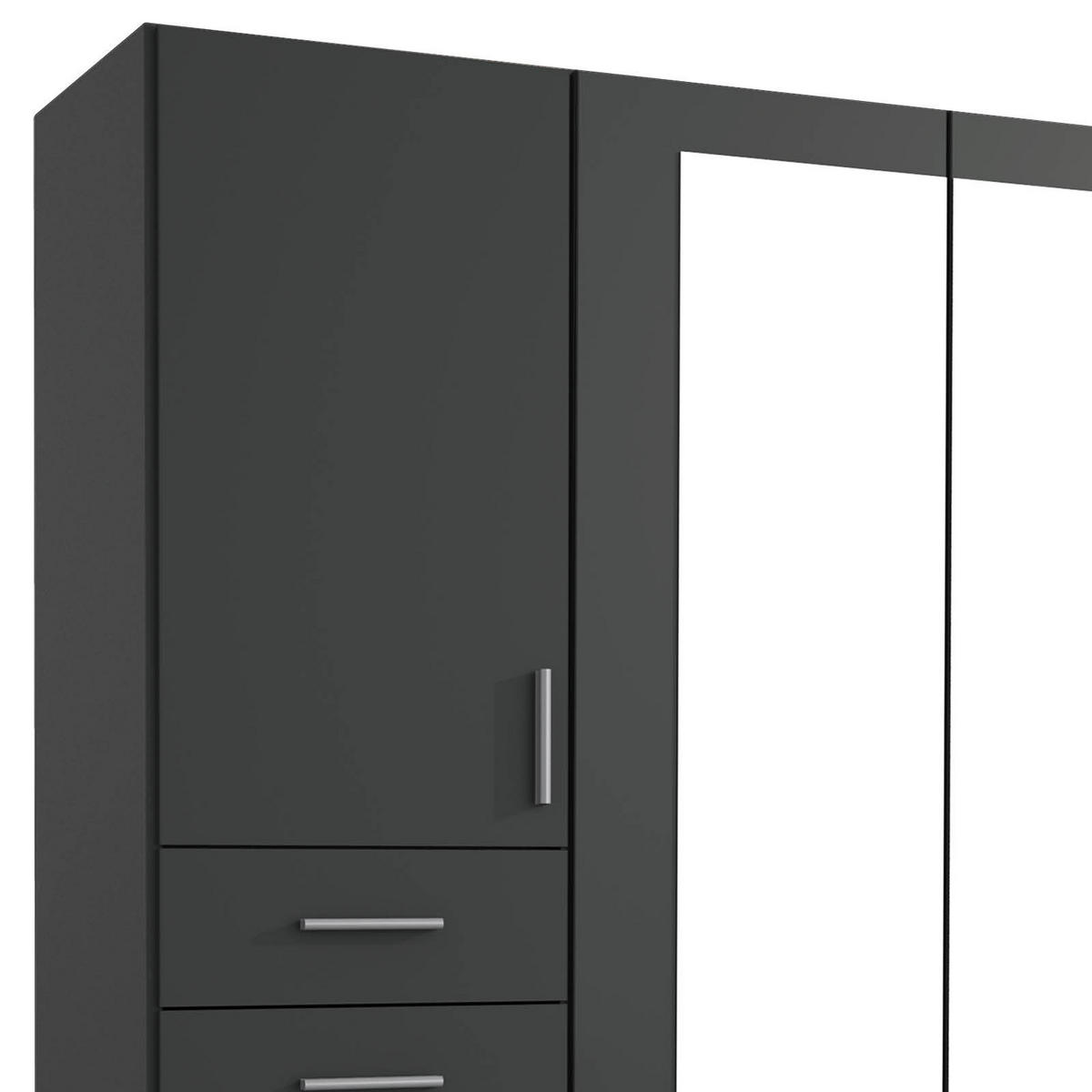 DREHTÜRENSCHRANK in Graphitfarben  - Silberfarben/Graphitfarben, Basics, Holzwerkstoff (180/208/58cm) - MID.YOU