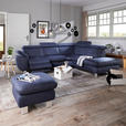 ECKSOFA in Flachgewebe, Mikrofaser Dunkelblau 239/271 cm - Beige/Alufarben, Design, Textil/Metall (239/271cm) - Cantus