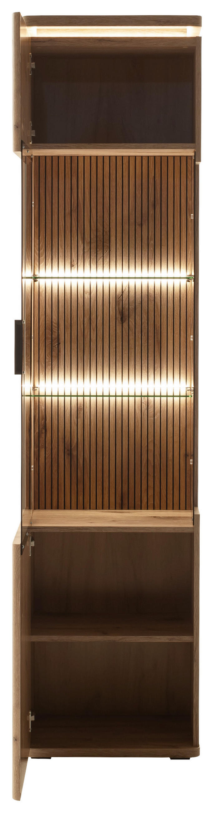 VITRINE  in Eichefarben - Eichefarben/Anthrazit, KONVENTIONELL, Glas/Holzwerkstoff (50/208/38cm) - Cantus