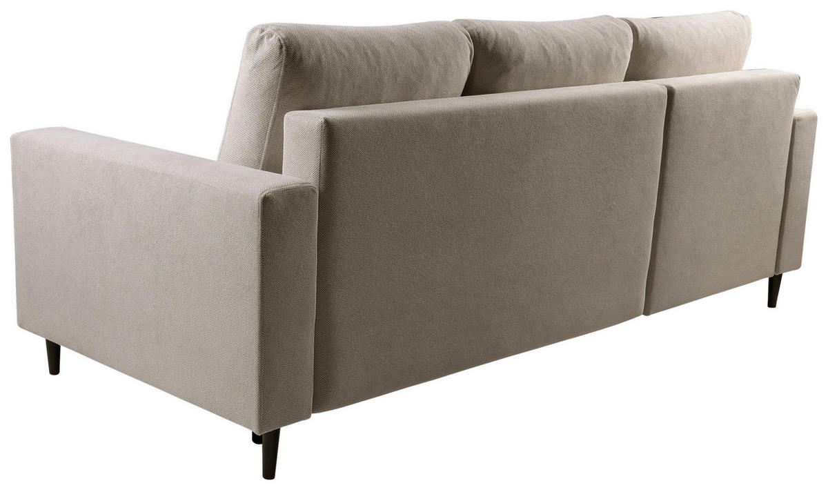 ECKSOFA in Struktur Hellbraun  - Hellbraun/Schwarz, Modern, Holz/Kunststoff (145/230cm) - MID.YOU
