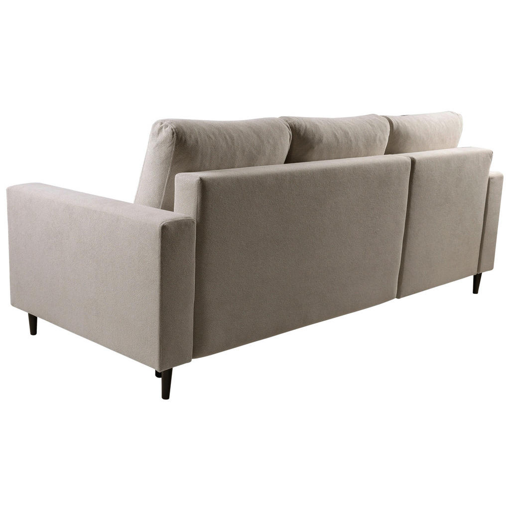 Thumbnail - Mid.you Ecksofa, Hellbraun, Textil, Buche, Hartholz, 3-Sitzer, Füllung: Polyurethan (Pur), Silikon, Ottomane links, L-Fo...