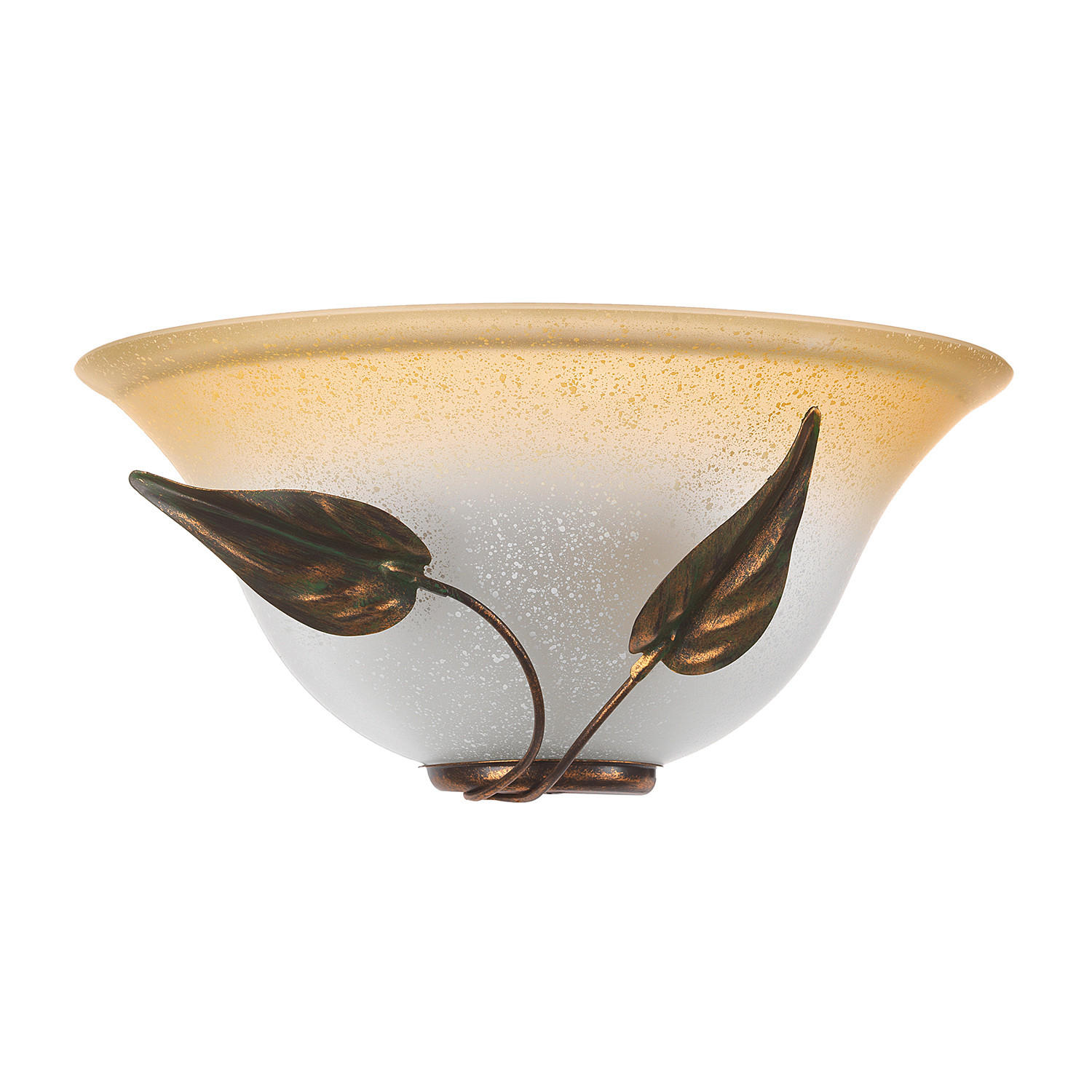 WANDLEUCHTE 30/14/30 cm   - Weiß Hochglanz/Bronzefarben, KONVENTIONELL, Glas/Metall (30/14/30cm)
