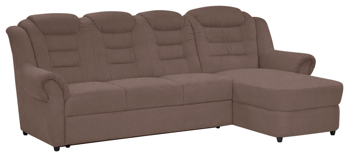CANAPÉ D'ANGLE in Chenille Taupe  - Taupe/Schwarz, Konventionell, Kunststoff/Textil (262/165cm) - Livetastic