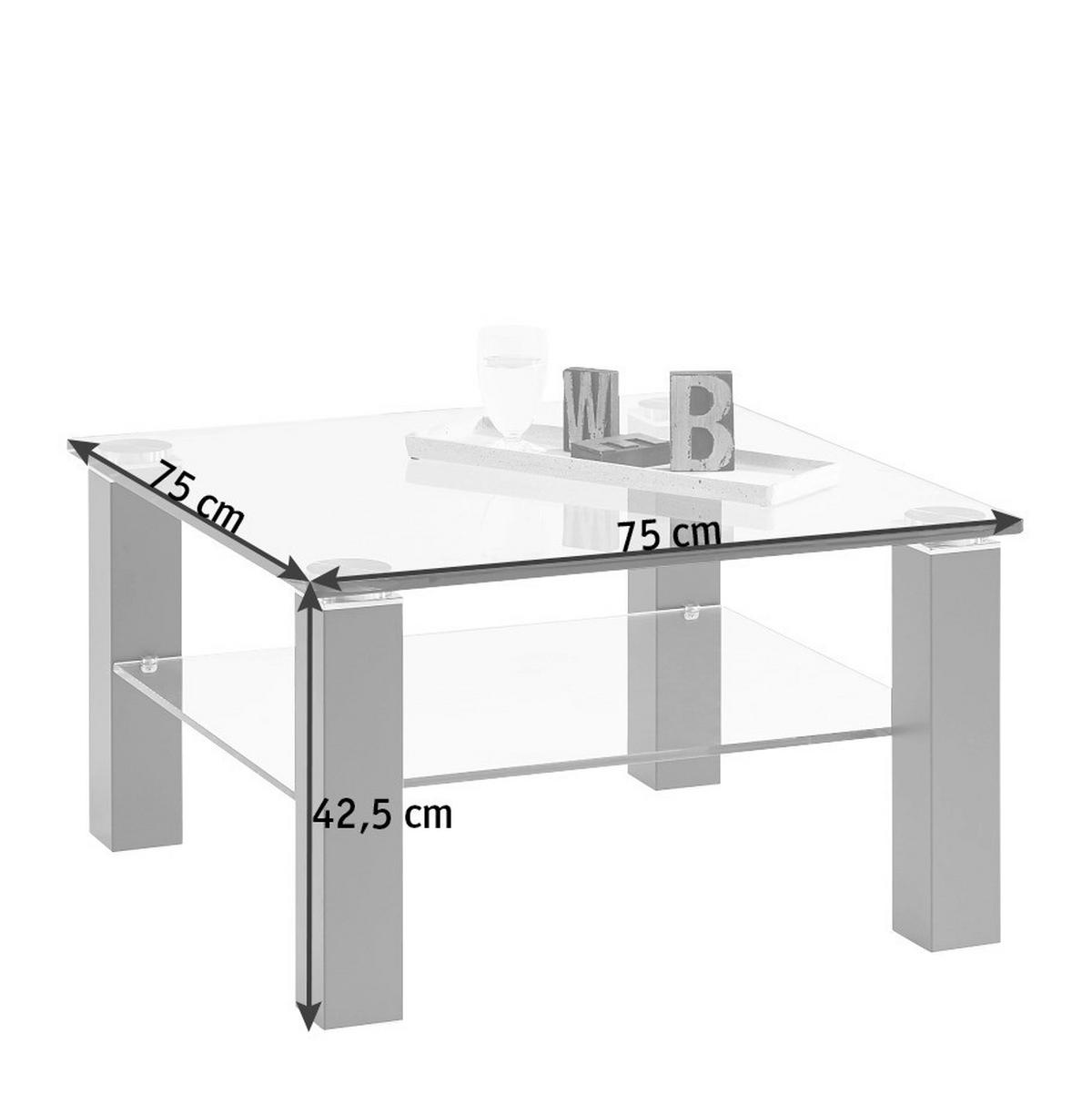 COUCHTISCH Kristallglas 75/75/43 cm rechteckig  - Design, Glas/Kunststoff (75/75/43cm)