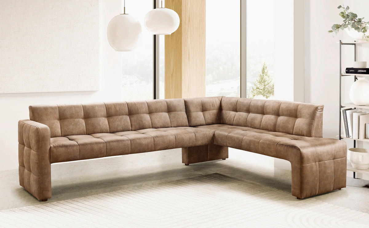 KLUPA KUTNA  konjak  drvo, tekstil, drvni materijal      - konjak/crna, Moderno, drvni materijal/drvo (265/197cm) - Livetastic
