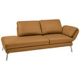 RÉCAMIERE in Echtleder Currygelb  - Chromfarben/Currygelb, Design, Leder/Metall (209/85-109/95-16cm) - Dieter Knoll