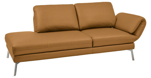 RÉCAMIERE in Echtleder Currygelb - Chromfarben/Currygelb, Design, Leder/Metall (209/85-109/95-16cm) - Dieter Knoll