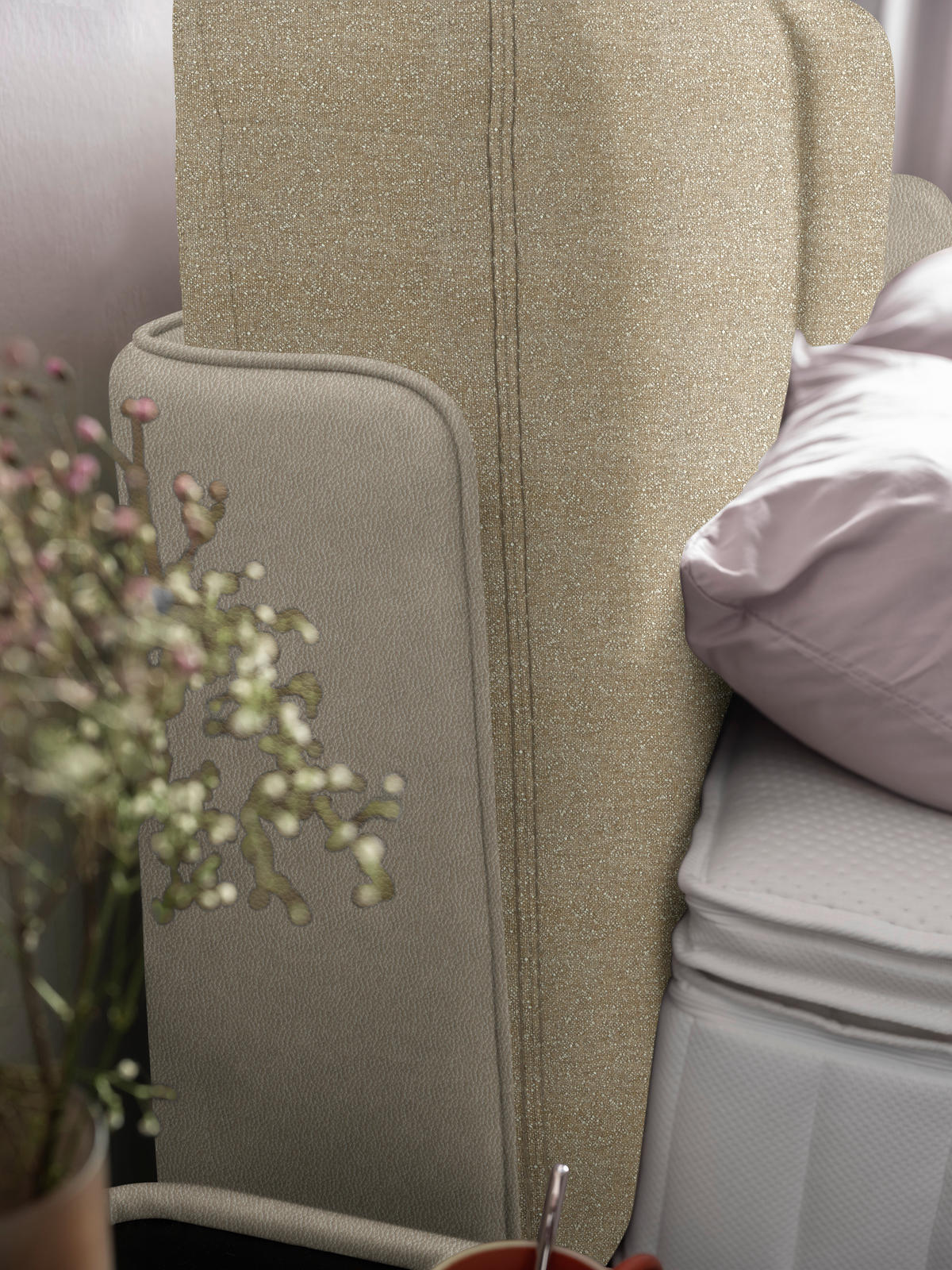 BOXSPRINGBETT 180/200 cm  in Beige  - Beige/Schwarz, Design, Textil/Metall (180/200cm) - Johann Jakob