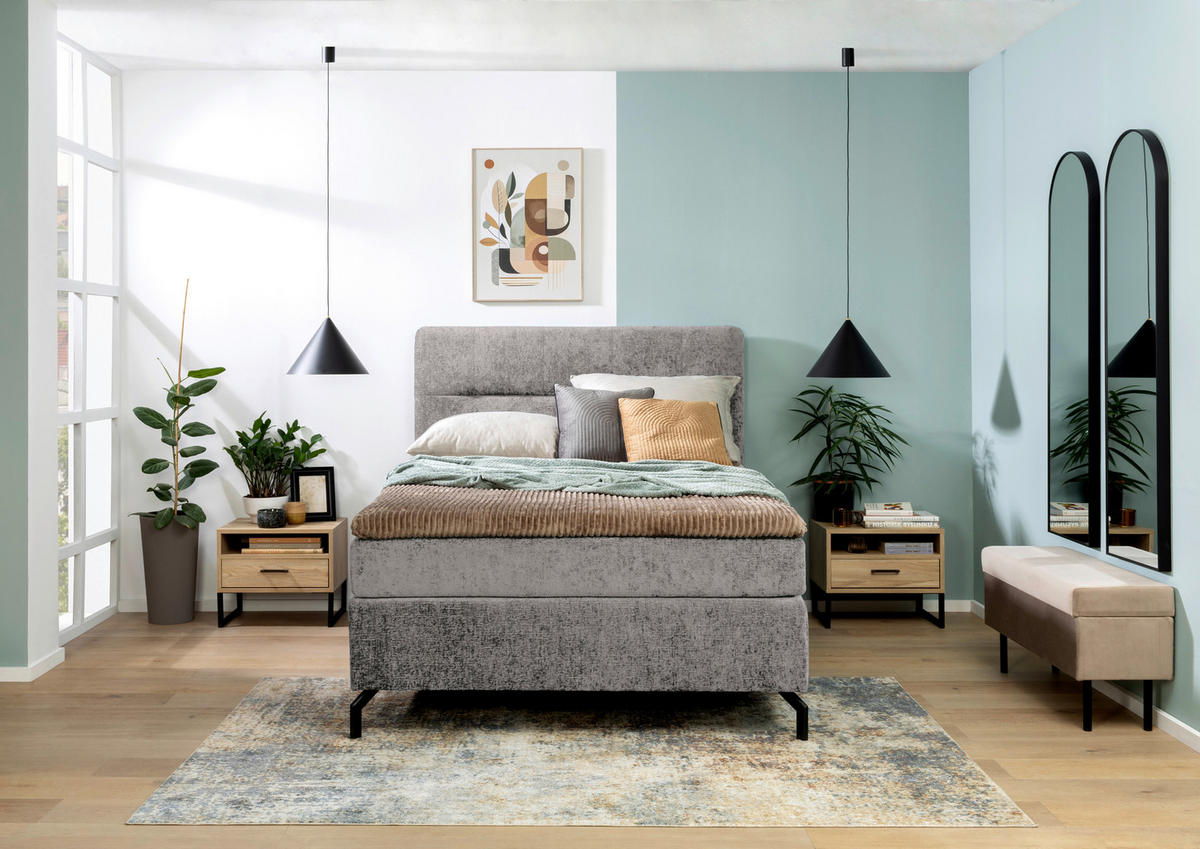 BOXSPRINGBETT 140/200 cm  in Grau  - Schwarz/Grau, Design, Textil/Metall (140/200cm) - Esposa