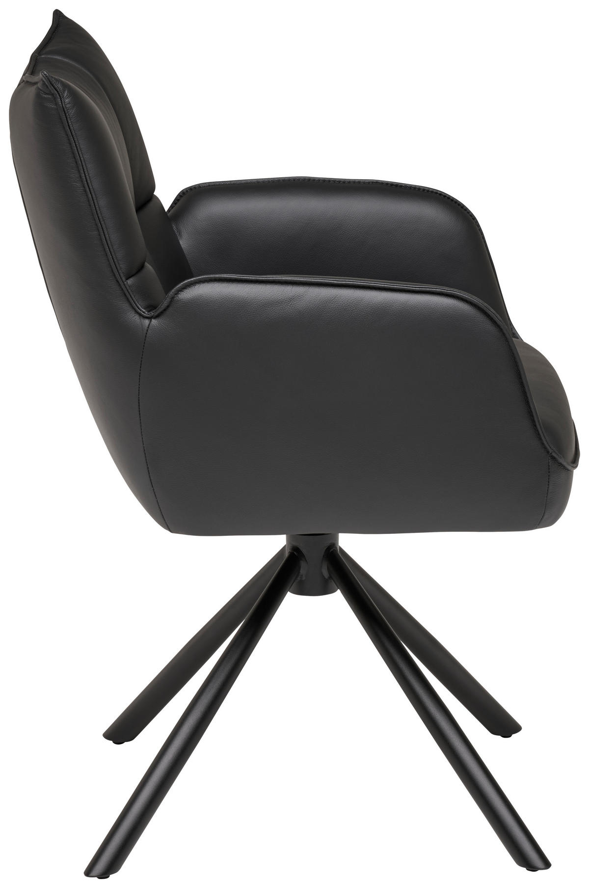 STOLICA S NASLONOM ZA RUKE  crna  koža      - crna, Moderno, koža/metal (58,5/87,5/61cm) - Livetastic