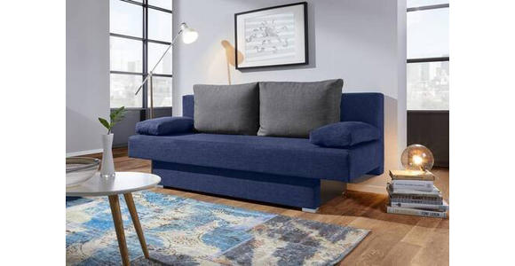 SCHLAFSOFA Webstoff Grau, Dunkelblau  - Alufarben/Dunkelblau, Design, Kunststoff/Textil (190/74-86/80cm) - Carryhome