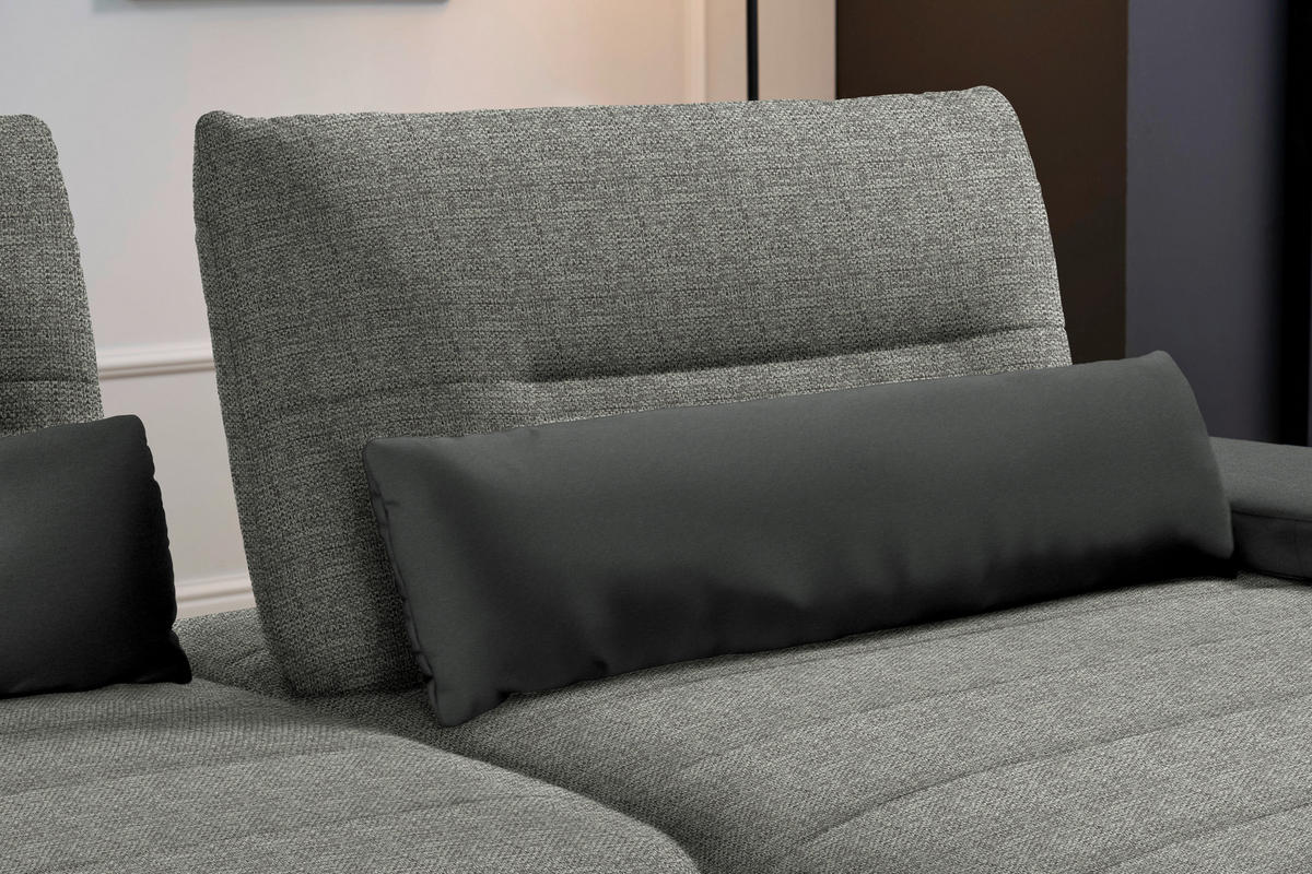 ECKSOFA in Webstoff Grau  - Schwarz/Grau, Konventionell, Textil/Metall (273/191cm) - Carryhome