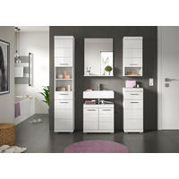 BADEZIMMER 5-teilig  in 134 cm  - Weiß Hochglanz/Silberfarben, MODERN, Glas/Holzwerkstoff (134cm) - MID.YOU