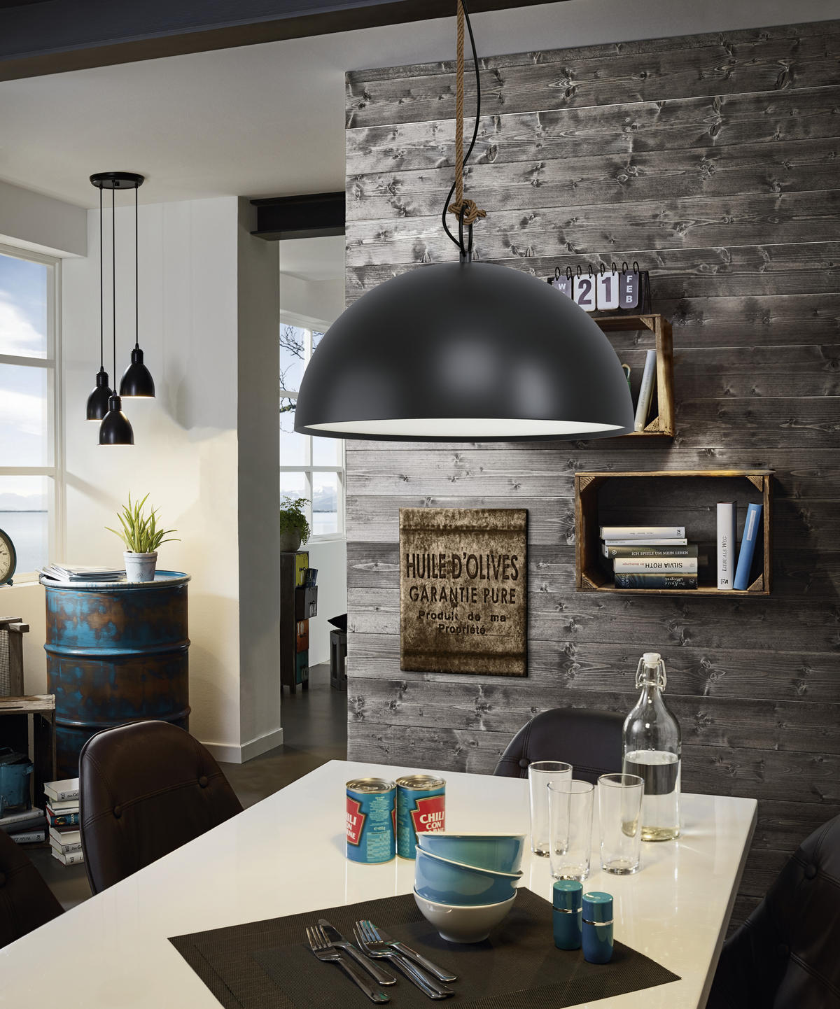 HÄNGELEUCHTE 125/40/110 cm   - Schwarz/Braun, KONVENTIONELL, Holz/Metall (125/40/110cm) - Marama