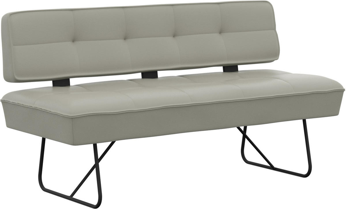 SITZBANK 165/88/66 cm Echtleder Hellgrau  - Hellgrau/Schwarz, Design, Leder/Metall (165/88/66cm) - Moderano