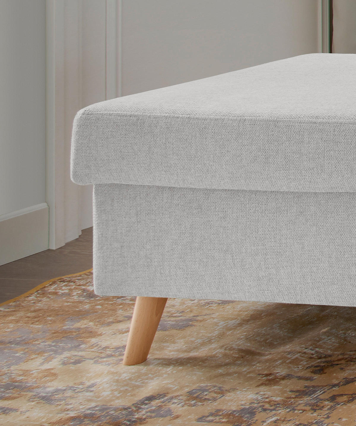 HOCKER VALENTINA Struktur Grau  - Naturfarben/Grau, Design, Holz/Textil (61/43/61cm) - P & B