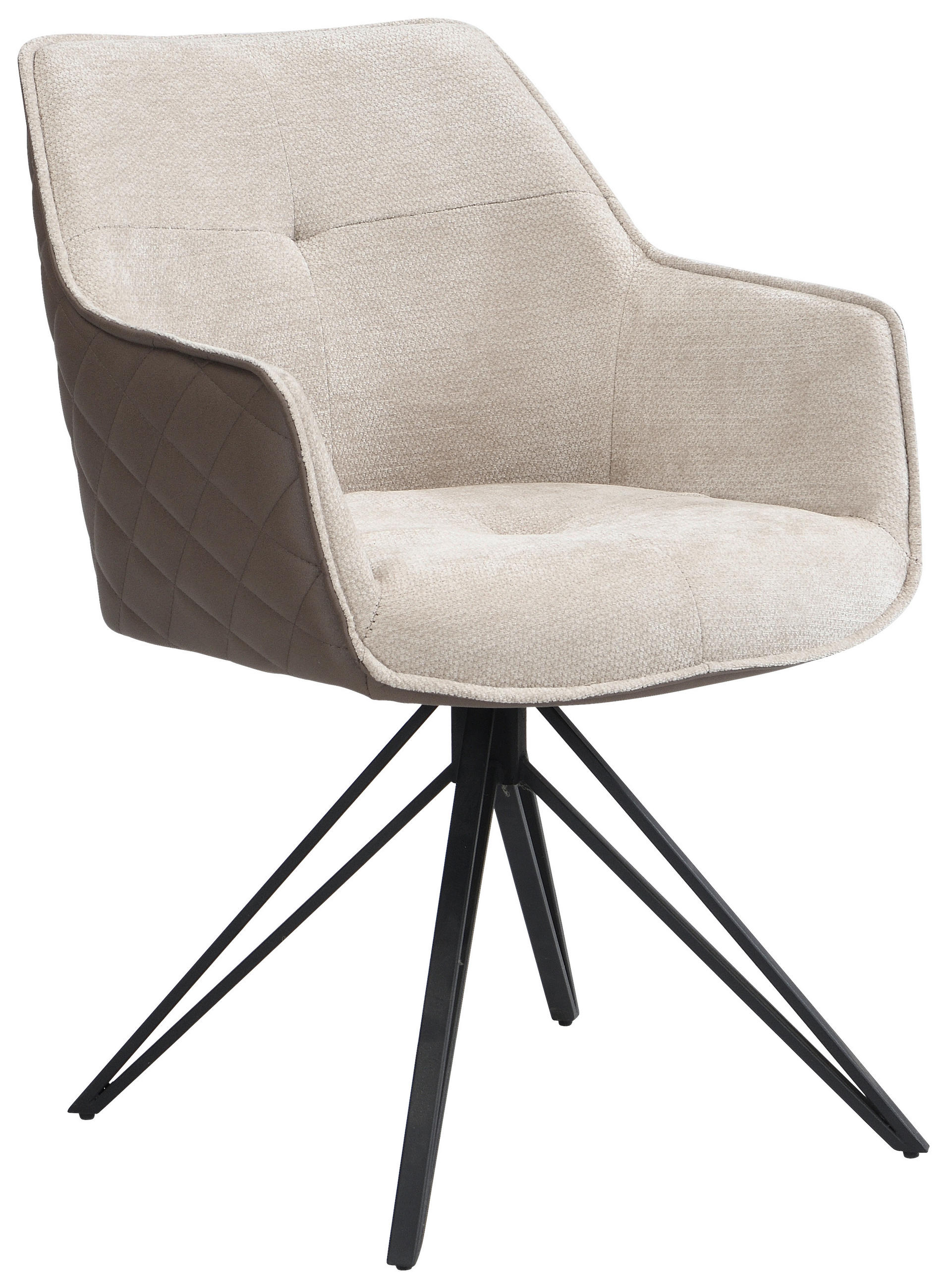 ARMLEHNSTUHL   Webstoff  Braun, Schwarz, Dunkelbraun  - Dunkelbraun/Schwarz, MODERN, Textil/Metall (57/82/61cm) - Livetastic