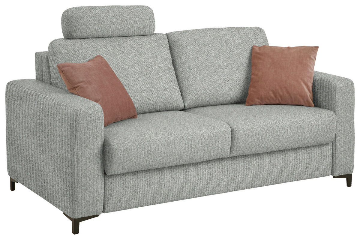 SCHLAFSOFA Webstoff Naturfarben Fussart wählbar, Stoffauswahl, Schlafen auf Sitzhöhe, Rückenfutter, Armteil links, Armteil rechts  - Schwarz/Naturfarben, Konventionell, Textil/Metall (196/87/103cm) - Dieter Knoll