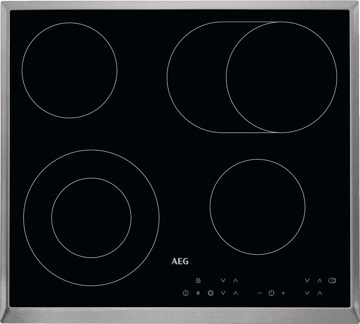 GLASKERAMIKKOCHFELD HK634060XB  - Edelstahlfarben/Schwarz, Basics, Glas/Metall (57,6/51,6cm) - AEG